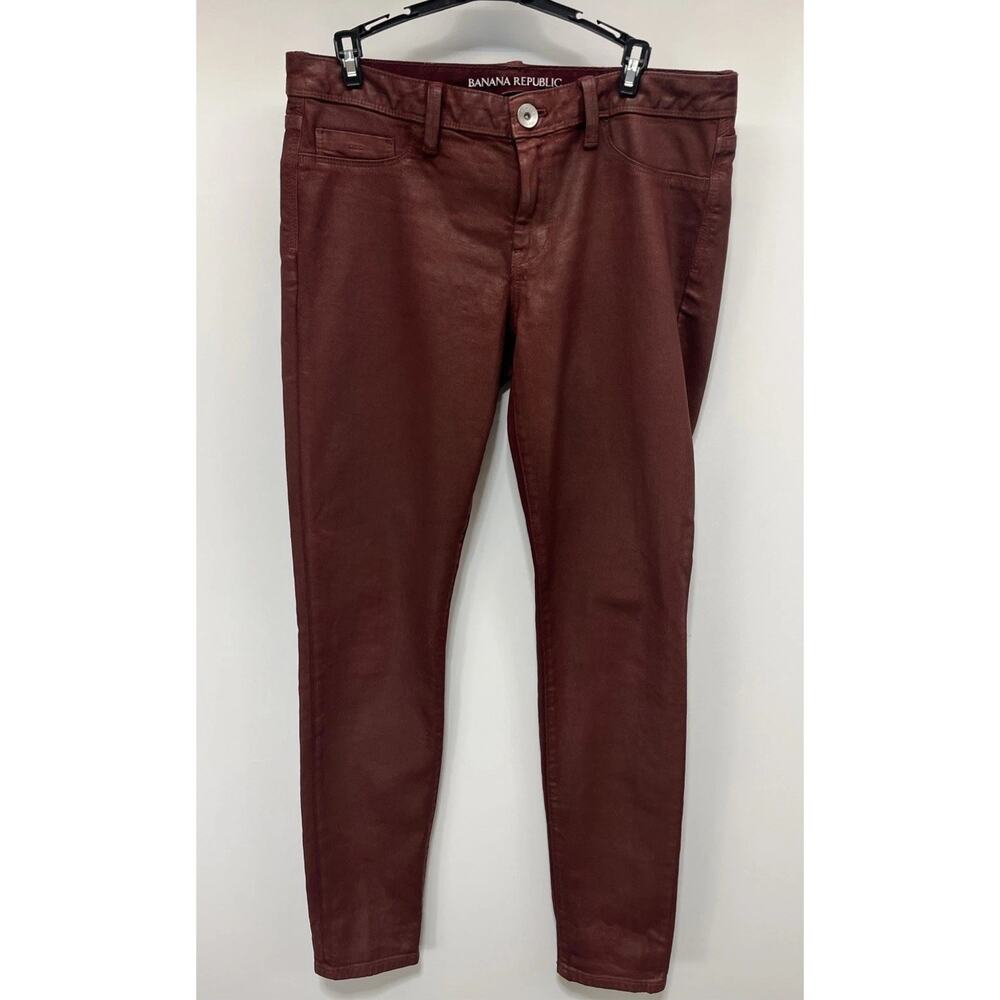 Banana Republic Women's Size 29 Long Red Coated Skinny Jeans Measured 32x32